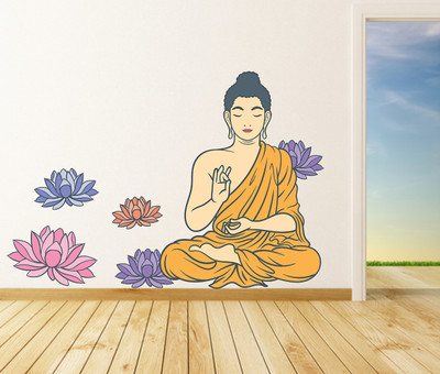 Wallzone 90 cm Budha Removable Sticker(Pack of 1)