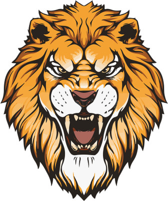 uma 14.5 cm Lion Colored face Aggressive UV DTF Self Adhesive Sticker(Pack of 1)