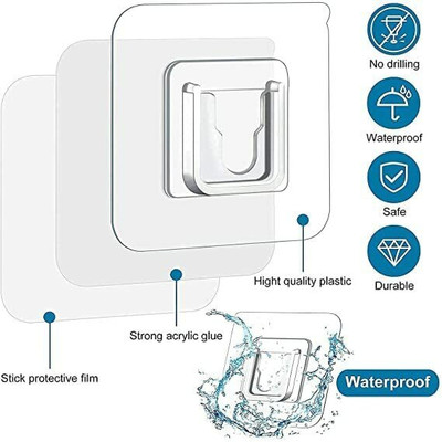 MEI 6 cm Self Adhesive (Male/Female) Wall Hooks Magic Transparent StickerMFx10.38 Self Adhesive Sticker(Pack of 10)