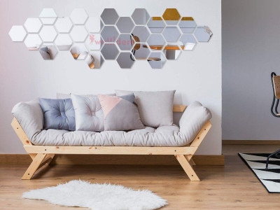 Wallders 50 cm 31 Hexagon With 10 Butterflies Brown (Each Piece Size 10.5 cm x 12.1 cm) Self Adhesive Sticker(Pack of 2)