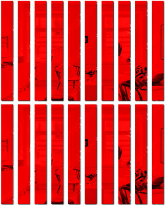 wall1ders 24 cm 20 Pcs Red Acrylic Mirror Wall Stickers Striped Design Mirror Art Tile Self Adhesive Sticker(Pack of 20)