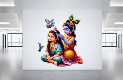 RUHIDECOR 1 inch RD658 Cute Bal Gopal With With Radhha Self Adhesive Sticker(Pack of 1)