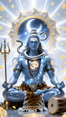 swaroopa 16.5 inch Shiv Shankar Sticker Self Adhesive Sticker(Pack of 1)