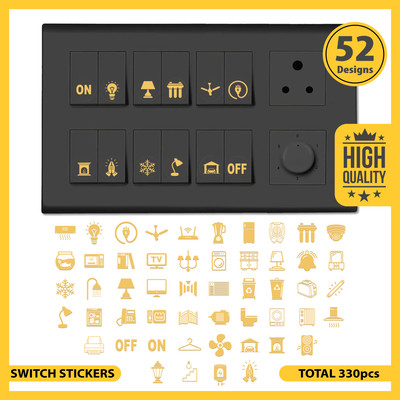 RSB HUB 1.5 cm Aesthetic Transparent Golden Design Switch Icon Sticker For Switch Board Sticker Self Adhesive Sticker(Pack of 330)