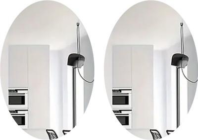 KASHTABHAN 30 cm Oval Shape Magic Mirror Sticker – for Home & Bathroom Décor Double-sided Sticker(Pack of 2)