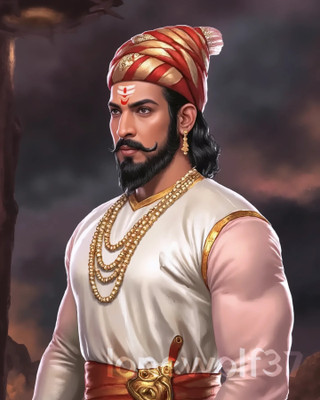 swaroopa 16.5 inch Chhatrapati Shivaji Maharaj Sticker Self Adhesive Sticker(Pack of 1)