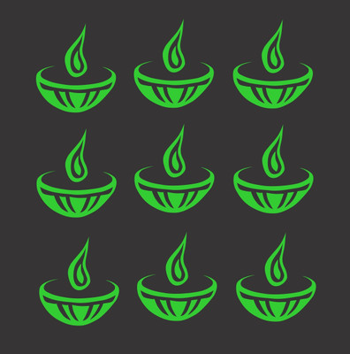 DreamKraft 25 cm Glow in Dark Radium Diwali Diya Sticker Glow in the Dark Sticker(Pack of 9)