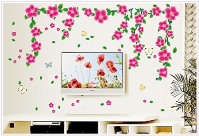 Indian Royals 70 cm Pink Flower Nature Wall Sticker (50 CM x 70 CM) Self Adhesive Sticker(Pack of 1)