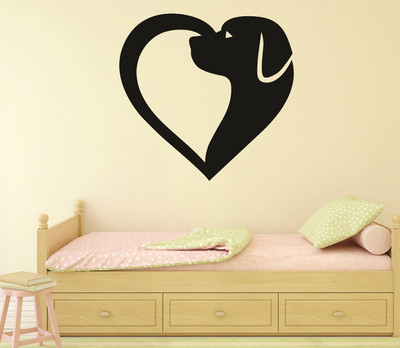 Hanu 50 inch Dog in heart | Non-Reusable Sticker Self Adhesive Sticker(Pack of 1)