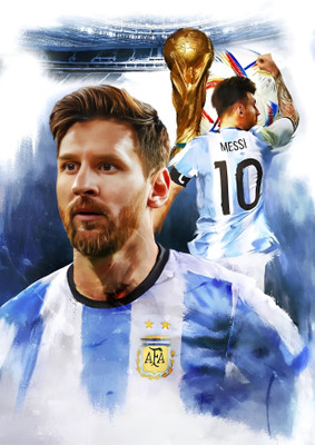 Dumdic 30 cm The Lionel Messi With Cup A4 Strong Self Adhesive Sticker(Pack of 1)