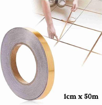 Parulenter 50 cm Tile Gap Sticker Waterproof | 50 Meters Golden Tape,Tile Stickers for Flooring Self Adhesive Sticker(Pack of 1)