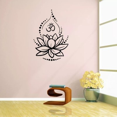 Inkfence 57 cm Om Symbol Lotus Flower Wall Stickers Self Adhesive Sticker(Pack of 1)