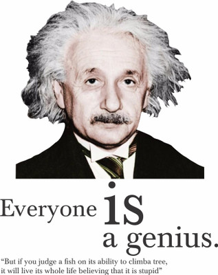 SR ENTERPRISE 1 cm Everyone is a genius by Albert einstein(48x61) Self Adhesive Sticker(Pack of 1)