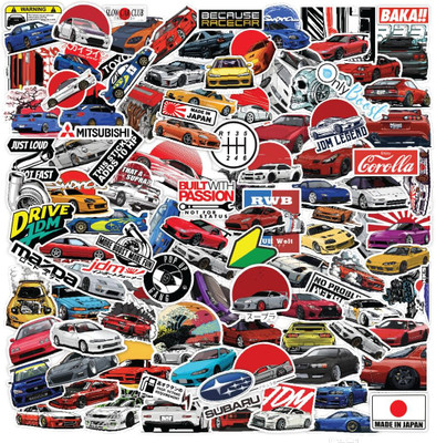 COMRADE ENTERPRISES 3 inch JDM Car Vinyl Sticker Pack 50Pcs Self Adhesive Sticker(Pack of 50)