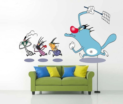 parth decor 102 cm Oggy and the Cockroaches Wall Sticker Self Adhesive Sticker(Pack of 1)