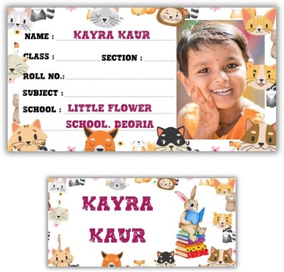 AanyaCentric 10 cm Notebook Name Slip(9.7cm x 5.2cm) and Name Tags(7cm x 3.3cm) Self Adhesive Sticker(Pack of 49)