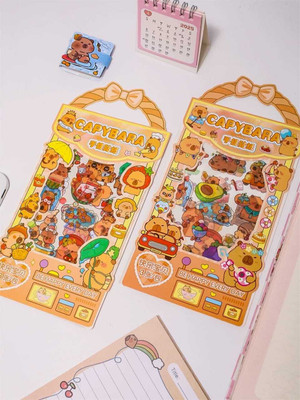Kawaii 2 inch Capybara sticker Non-Reusable Sticker(Pack of 2)