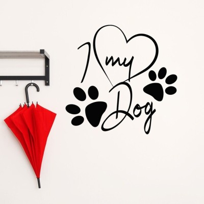 SnappyVinyl 27 cm Dog Wall Sticker PVC Vinyl Self Adhesive Sticker(Pack of 1)