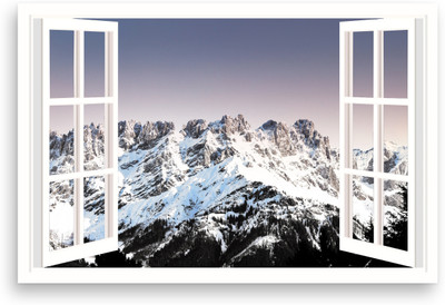 RKDECOR 30.48 cm Natural 3D Window Poster For Room Bedroom Home Wall Decor (Size 12x18 Inch)S64 Self Adhesive Sticker(Pack of 1)