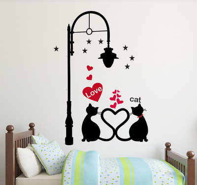 Wallzone 85 cm Love Cat Removable Sticker(Pack of 1)