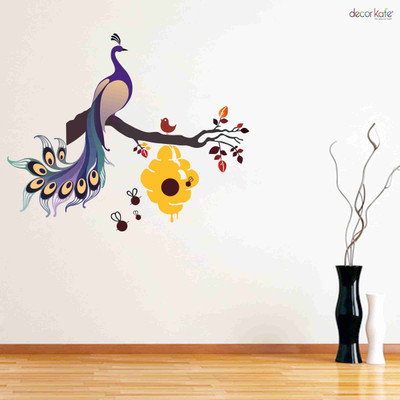 SHAH CREATION 127 cm Peacock Wall Decals Wall stickers Self Adhesive Sticker(Pack of 1)