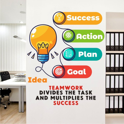 WALMORA 100 cm Team Work - Idea - Goal - Success - Inspirational - Wallsticker - WM 119 Self Adhesive Sticker(Pack of 1)