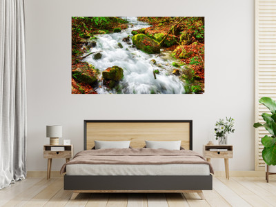Asthaprint 36 inch Waterfall Poster For Livingroom Bedroom Home office Wall Decor (Size 24x36 Inch) Self Adhesive Sticker(Pack of 1)