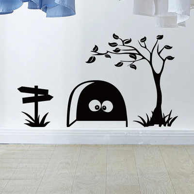 SnappyVinyl 15 cm Creative Mouse Hole Self Adhesive Sticker(Pack of 1)
