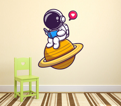 Wallzone 52 cm Astronaut|Space Removable Sticker(Pack of 1)