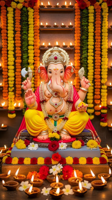 swaroopa 16.5 inch shri ganesh sticker Self Adhesive Sticker(Pack of 1)