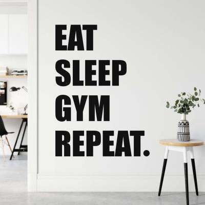 SnappyVinyl 40 cm Eat Sleep Gym Repeat Self Adhesive Sticker(Pack of 1)