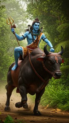 swaroopa 16.5 inch Shiv Shankar Sticker Self Adhesive Sticker(Pack of 1)