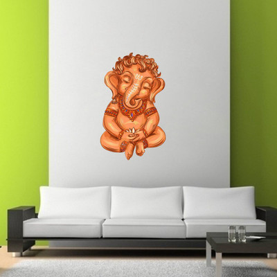 VCREATE DECOR 58 cm Ganeshji Wall Sticker & Decal Size -( 58 cm x 38 cm ) Self Adhesive Sticker(Pack of 1)