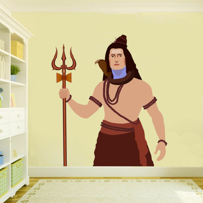 Art Kafe 58 cm Shiv Shankar Sticker Self Adhesive Sticker(Pack of 1)