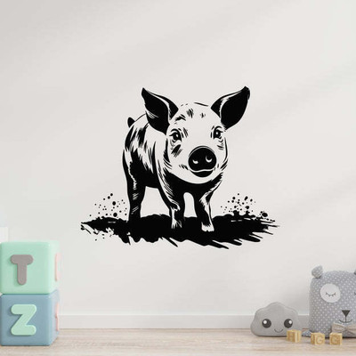 Xskin 27 cm Piglet Playing Rolling Mud Dir Self Adhesive Sticker(Pack of 1)