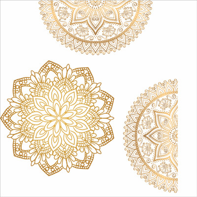 KatariyaAssosiat 50 cm Golden Mandala Harmony Vinyl Wall Sticker (Size-50X50 Cm) Self Adhesive Sticker(Pack of 1)