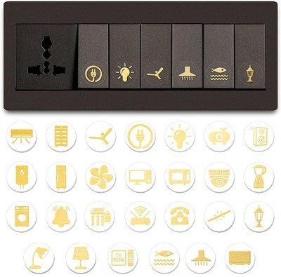 Raimo hub 1.5 cm Aesthetic Transparent Golden Design Switch Icon Sticker For Switch Board Sticker Self Adhesive Sticker(Pack of 1)