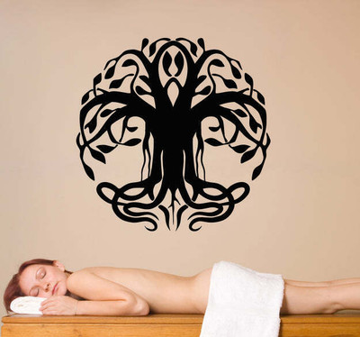 Xskin 33 cm Tree Of Life With Roots Ornament Self Adhesive Sticker(Pack of 1)