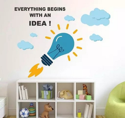 Inkfence 100 cm 'Everything Begins with an Idea Office Motivational Quotes Wall Sticker ' Self Adhesive Sticker(Pack of 1)