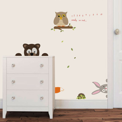 walkart 2.54 cm curious animals out of wall waiting to jump Removable Sticker(Pack of 1)