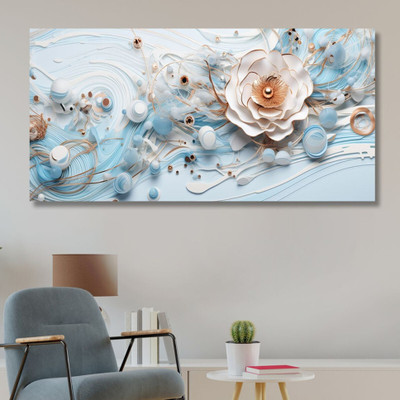 saf 48 inch Unframed Rolled Art Print Floral Theme Canvas For Home Décor CR-209 Self Adhesive Sticker(Pack of 1)