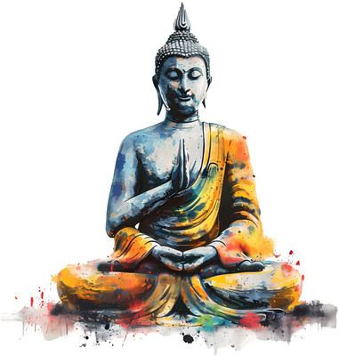 Ajay craft 70 cm spiritual buddha Amazing & trendy home decorative wall sticker Self Adhesive Sticker(Pack of 1)