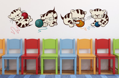 Tuffuk 120 cm Playing Cat Self Adhesive Sticker(Pack of 1)