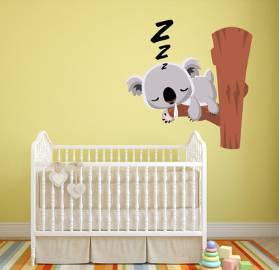 Wallme 55 cm Animal Sleeping On Tree | Non-Reusable Sticker Self Adhesive Sticker(Pack of 1)