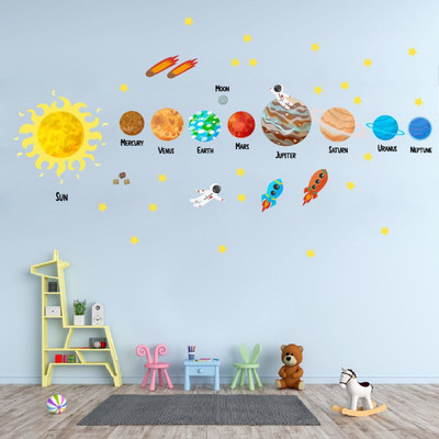 JAAMSO ROYALS 60 cm Planets in Our Solar System Peel and Stick Wall Sticker( 60 CM X 90 CM) Self Adhesive Sticker(Pack of 1)