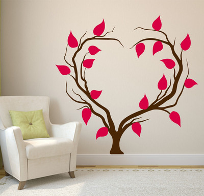 MIIKOR 110 cm Heart Tree | Non-Reusable Stickers Self Adhesive Sticker(Pack of 1)