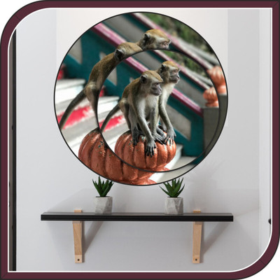 Vijaya enterprises 16 inch Two monkeys sitting wall poster size (16x16 inch ) Self Adhesive Sticker(Pack of 1)