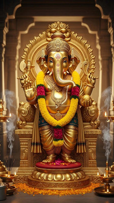 swaroopa 16.5 inch Lord Ganesha Sticker Self Adhesive Sticker(Pack of 1)