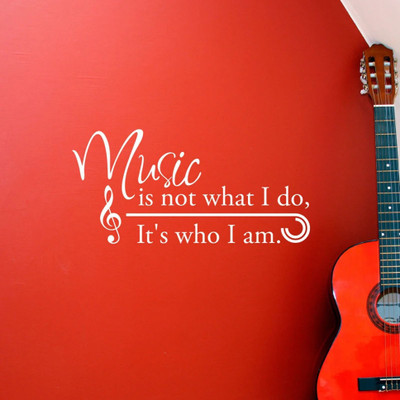 Xskin 56 cm Music is not what I do, It's who I am white Self Adhesive Sticker(Pack of 1)