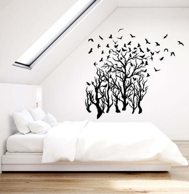 Xskin 27 cm Branch Patterns Birds Tree Forest Self Adhesive Sticker(Pack of 1)